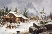 Heinrich Burkel A Village Gathering oil painting